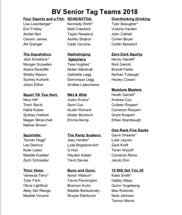 Bv Senior 2k18 Sur Twitter Here Is The First Week S Bracket And Updated Team List The First 3 Games Will Be Reffed By Nathan And The Bottom 4 Will Be