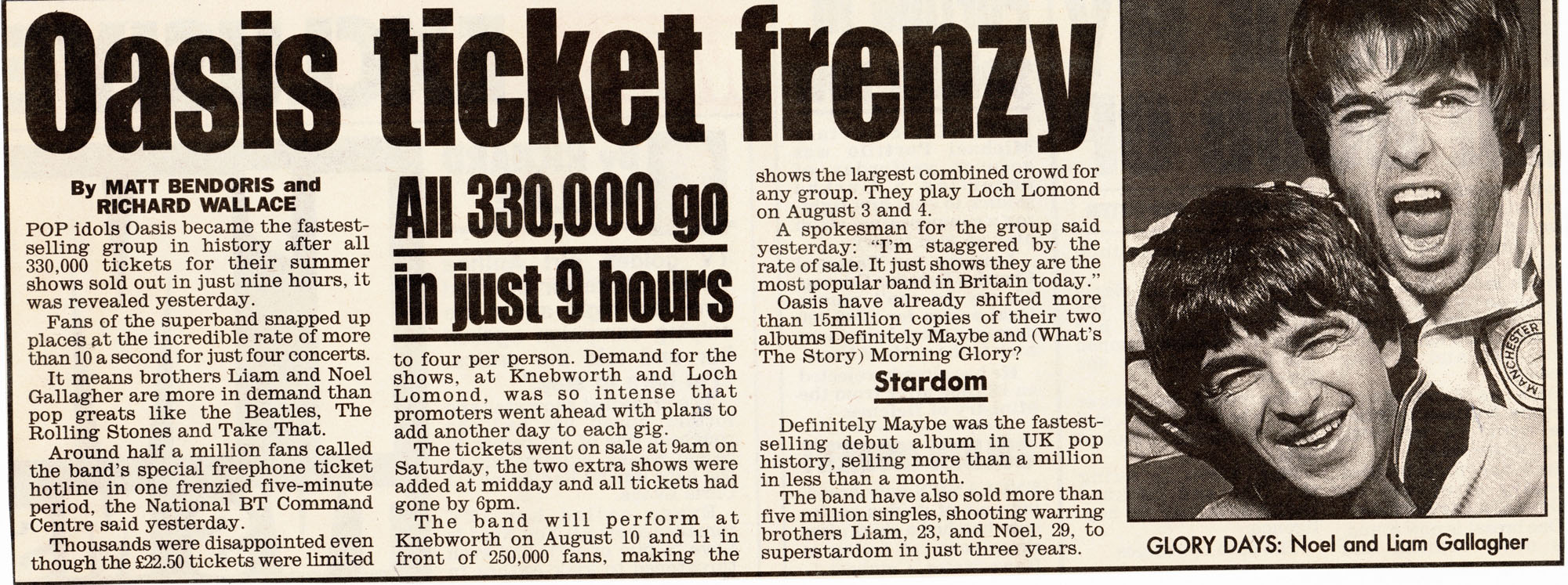 Latest Oasis News on Twitter "An article from the 'Daily Mirror' about