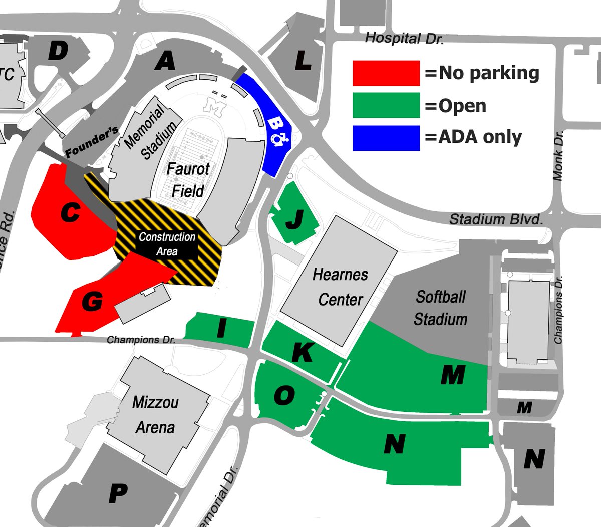 Mizzou Football Parking Map - Living Room Design 2020