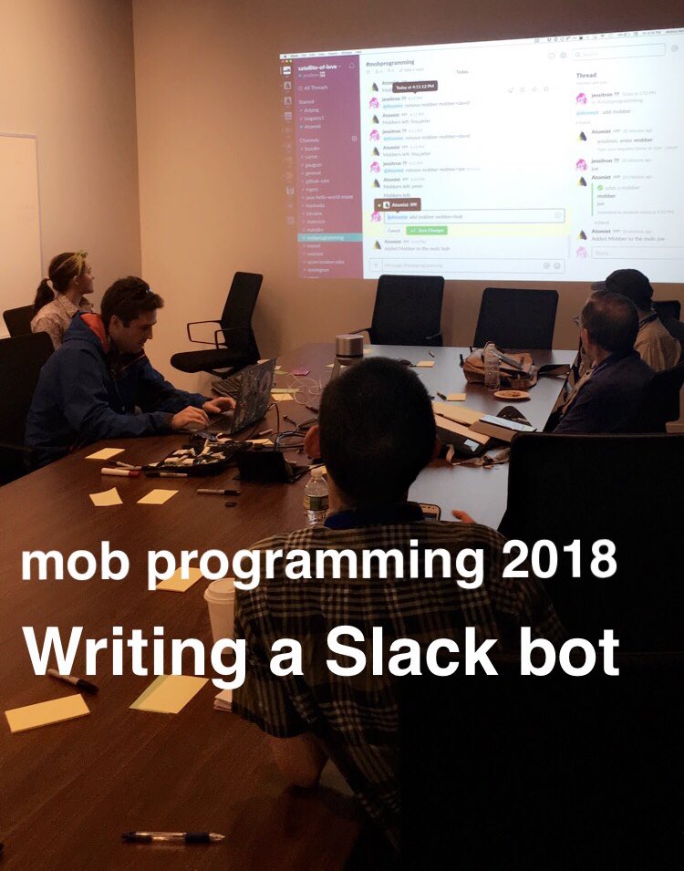 linalekova's tweet image. Productive last session creating a Slack bot using #mobprogramming2018 @AgileNewEngland with @joeballow