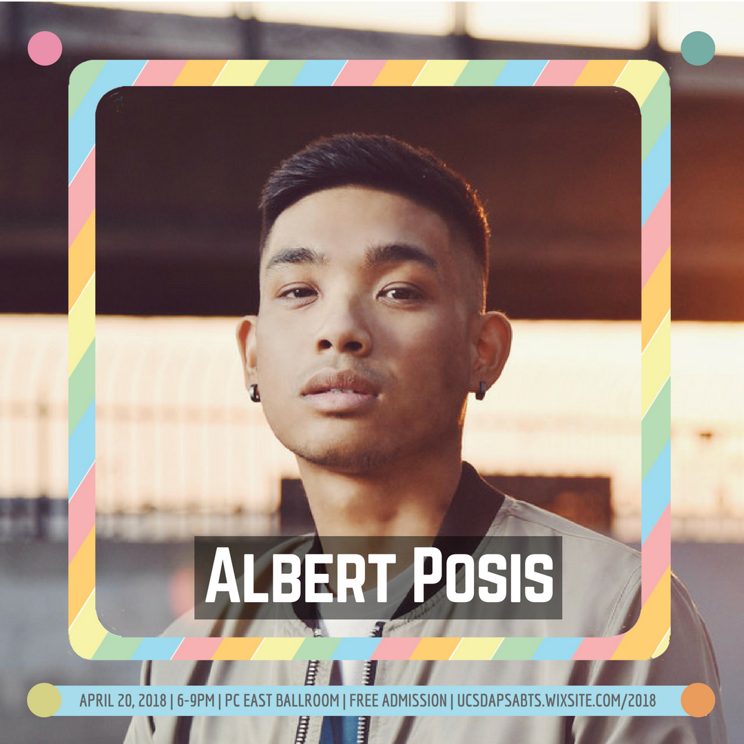 UCSD_APSA's tweet photo. GUEST JUDGE: Albert Posis! Albert is a Filipino-American R&amp;B singer, songwriter, and musician from San Diego (aye). Check out his amazing songs and click “Going” on our FB event page to stay updated with the event!
#apsabts2018 https://t.co/eO58SfMk0j