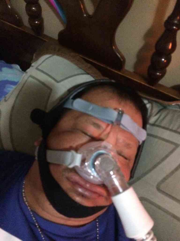 HartneyJeff's tweet photo. My friend Almario finally got his sleep apnea machine. No need to worry. He’s never slept better! https://t.co/iuQB9Enc2n