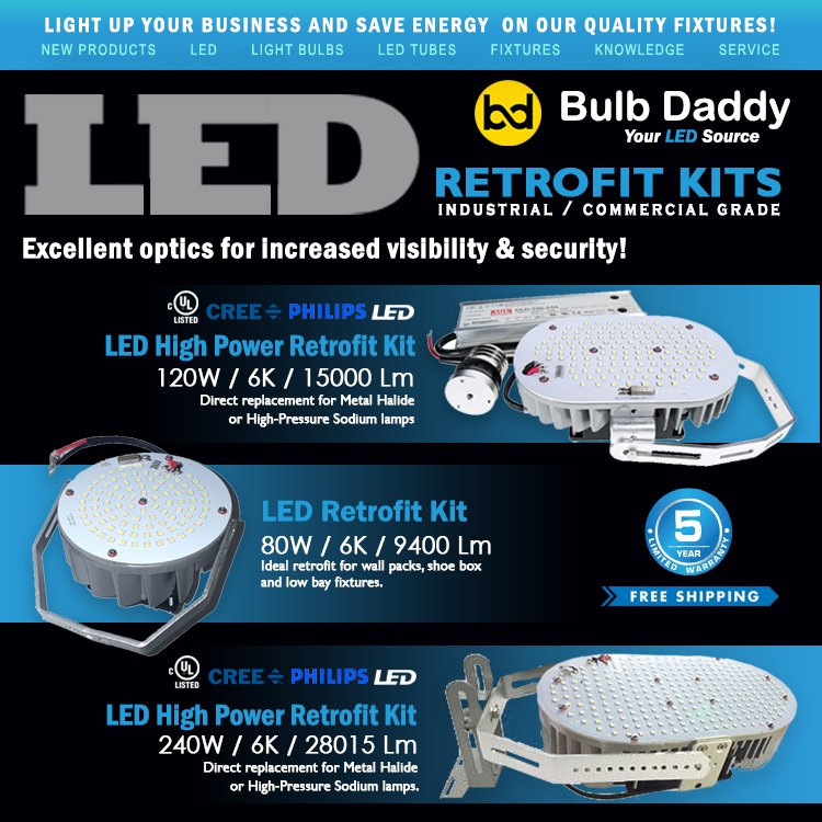 bulbdaddy's tweet image. Bulb Daddy's #LED #retrofitkits are designed to replace existing HID or HPS systems in a variety of fixture applications. Get #LED retrofit kits for parking lot lights and canopy lighting. bulbdaddy.com/category_s/355… … #bulbdaddy #ledretrofitkits #ledcommerciallighing #bulbdaddyreno
