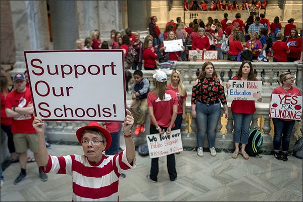 educationweek's tweet image. Kentucky teachers urge state legislators to override the governor's veto of a budget that would have poured more money into public schools. blogs.edweek.org/edweek/teacher…