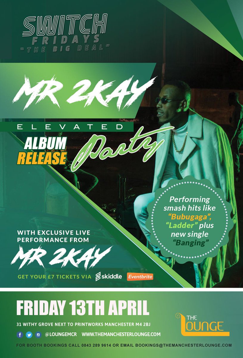 BabyGirlRayRay's tweet photo. @team2kay .. you ready4 #SwitchFriday #Mr2Kay #Elevated album party 2nite at @loungemcr with xclusive performance frm @mr_2kay ๐ถ #GetInvolved #LoungeMcr #Manchester #Bubugaga #Ladder #Banging #Exclusive https://t.co/VVuIHvwwIR