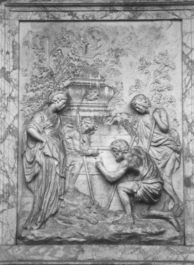 Precisamente de la segunda, encontramos un #RelieveEspejo conocido como #TheShugboroughrelief 
En en jardín de #ShugboroughHall #Staffordshire realizada por #PeterScheemakers en 1740