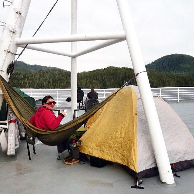Base camp on the @alaskamarinehighway! The Friday ferry from Bellingham to Alaska...the back deck has the best views! #VOYIJ #alaskamarinehighway #wanderlust #alaskalove #boatcamping #msrhubbahubba #optoutside #eoshammock #mountainshop #xtrafufs