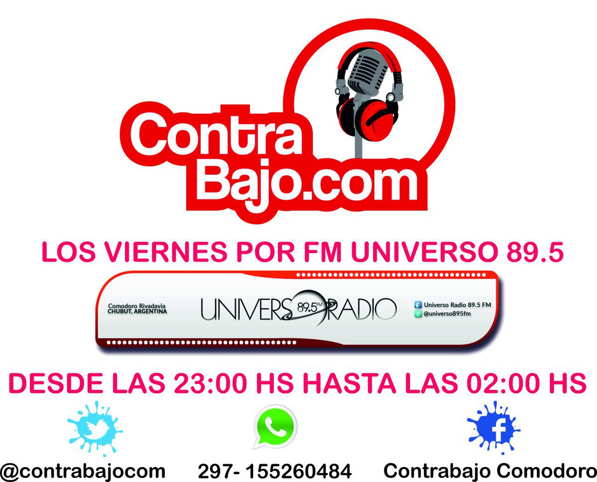 contrabajocom's tweet photo. #Comienza una nueva #Etapa en #Contrabajo por @universo895fm vamos por más #Argentina #Chubut #Comodoro #Rock #DiaInternacionalDelBeso #BuenViernes https://t.co/G9ik5sZ5ZG