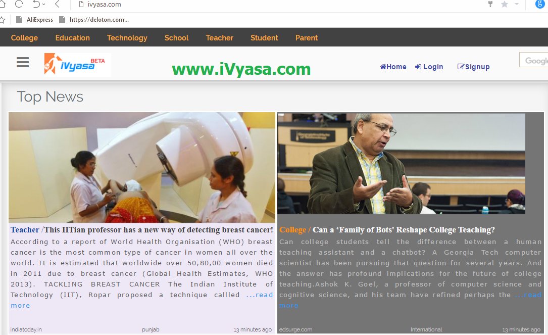ivyasaa's tweet photo. 14-APR Saturday 1/2
1 #IIT #professor has a new way to find #BreastCancerAwareness
2 Can a #familyBot #reshape #college #education?
3 Unlock the #Blackbox of #college #outcomes
4 #Bengaluru most preferred city for #MBA in #INDIA
https://t.co/XNLbnRuoYj
follow @ivyasaa
#ivyasa https://t.co/aGAm8q2bNr