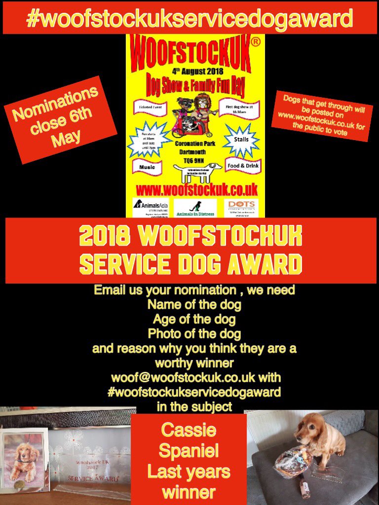 BellisimoBella1's tweet photo. #woofstockukservicedogaward get your nominations in for #servicedogs #dogsoftwitter only couple of weeks left #dontmissout #woofstockuk #dogs #assistancedogs #helpfuldogs @woofstockuk 🐶🐶🐶🐶 https://t.co/05Uln2ONgd