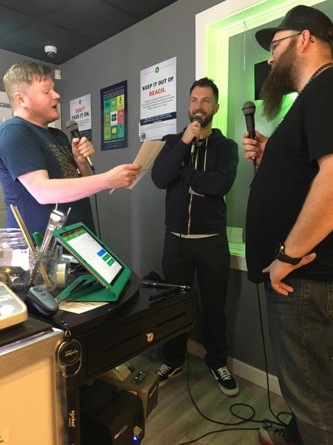 radblackout's tweet photo. Weed store podcast: Success. Episode will be posted later #tonight. Thanks to Kenny at Multnomah Greens! Totally fun! #FridayThe13th #fun https://t.co/0dOno46iAO