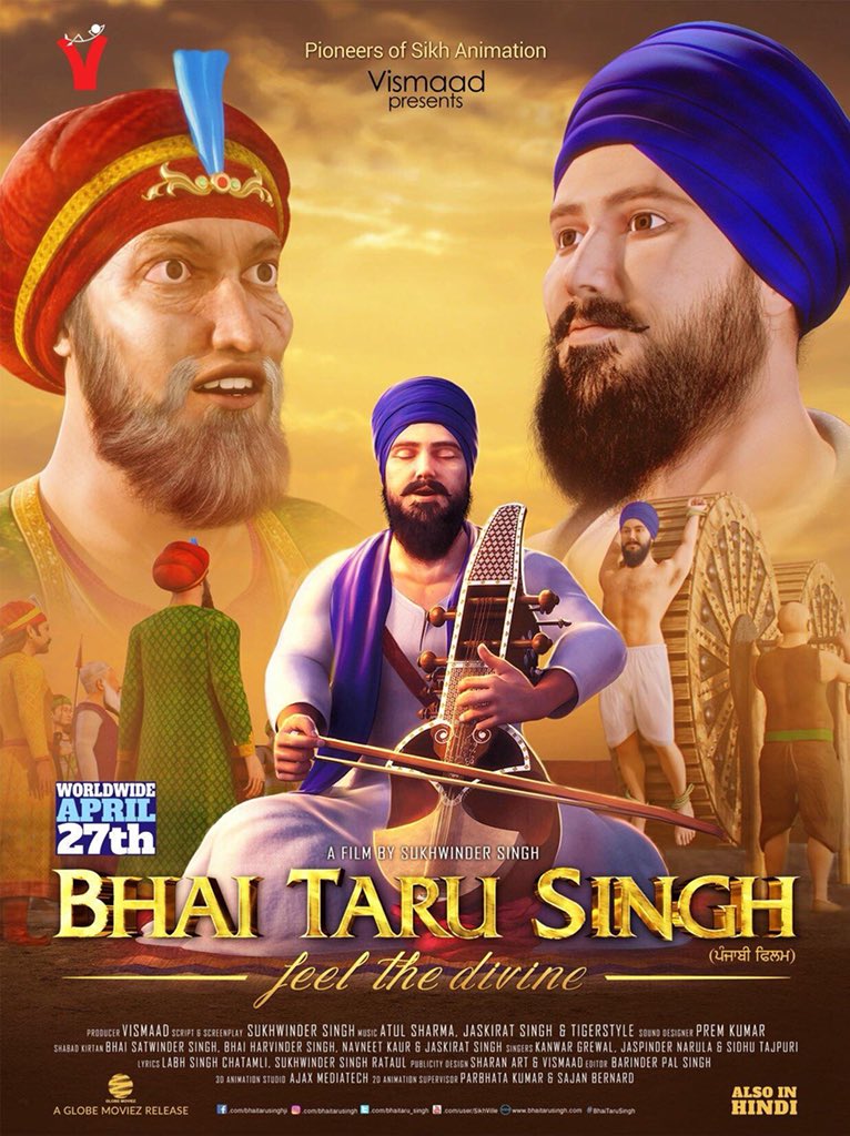 SinghLions's tweet photo. Please watch & support the animated movie, BHAI TARU SINGH - Feel The Divine, releasing on 27th April, 2018. Bhai Taru Singh was a Sikh martyr known for sacrificing his life for protecting Sikh values. His story is about compassion, universal brotherhood & human rights. #Vismaad https://t.co/DTGe8EEmGL