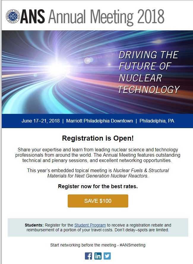 ANS_org's tweet photo. Share expertise & learn from leading #nuclearscience & tech pros at the Annual #ANSMeeting. Register now for early rates: https://t.co/Rn4fRs1cwa #nuclearvision #nuclearvisionary https://t.co/rdjfk1bkJ2