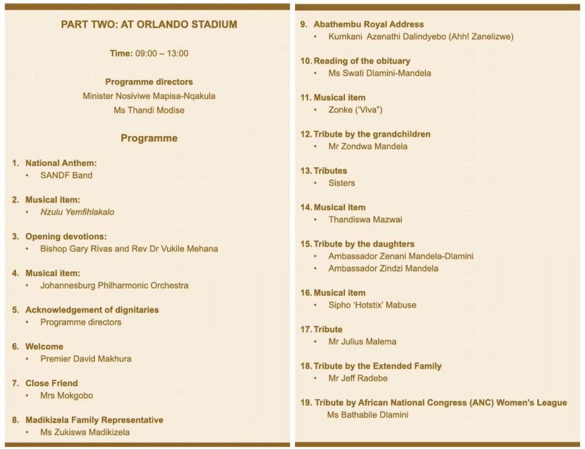 FaizalSayedTV's tweet photo. #WinnieMandelaFuneral OFFICIAL PROGRAMME https://t.co/ZXwv1Jm1xp