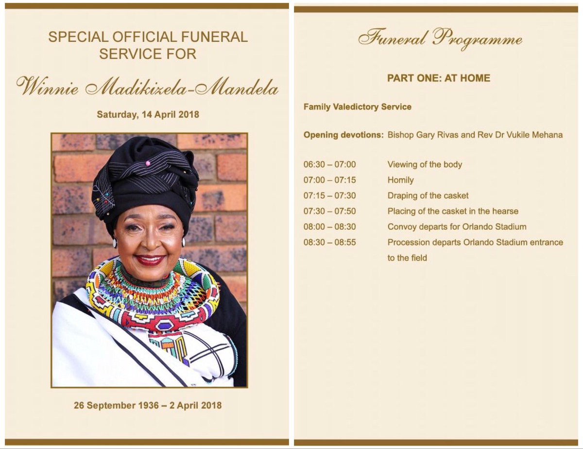 FaizalSayedTV's tweet photo. #WinnieMandelaFuneral OFFICIAL PROGRAMME https://t.co/ZXwv1Jm1xp