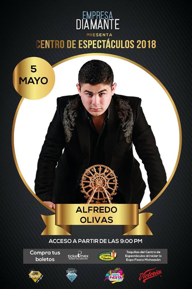 Empresa Diamante - Centro de Espectaculos Expo Fiesta Michoacan 2018
- Zona Diamante: 1500 pesos 
- Zona VIP: 800 pesos
- Zona Preferente: 600 pesos 
- Zona General: 300 pesos
 no incluyen cargo por servicio. boletos en w.ticketmex.com.mx  y Cueva de Chucho (sucursal centro)