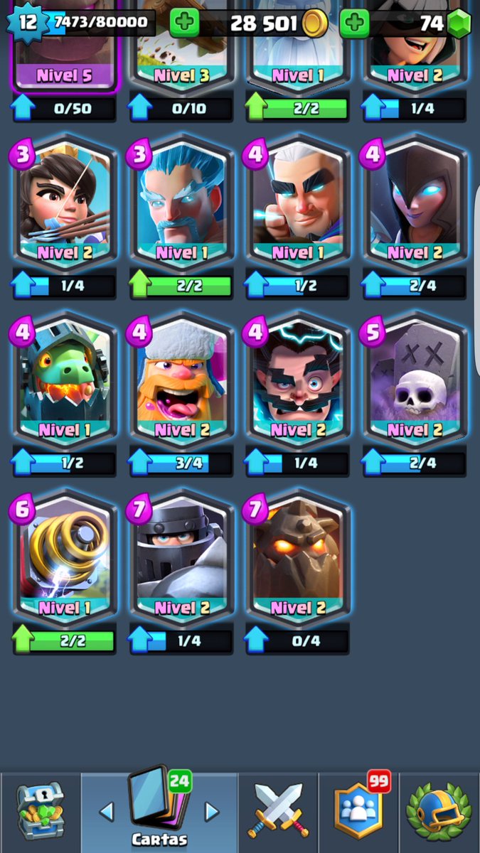 7GOREN's tweet photo. Vendo cuenta de Clash Royale precio por MD Comunes 11 y 12 especiales 8 y 9 épicas 5 y 6 legendarias 1,2,3 todas las cartas desbloqueadas 
@OPLIUCLASHROYAL @HeyThisIsJC 
@NovaEsportsES 
@SandstormGG 
@Skull_GamingGG
@EloSion_CR 
@NativeGhosts 
@Mexicool_cr https://t.co/7AvNxz2QWV