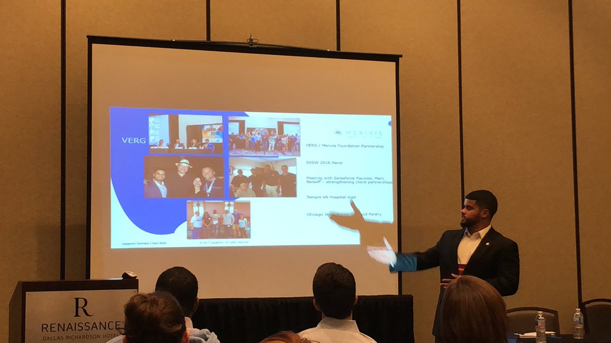 NolanMelson's tweet photo. Presenting w/ @ynharris and @lauren_sanne on “The ERGs Providing Business Solutions Workshop.”  🙌

One example of ERG ROI has been #CapgeminiVERG’s partnership w/ @MerivisTX and hiring #MerivisTX Veteran alumni and #SXSW2018! 🇺🇸

#BeTheSource #LifeAtCapgemini #TXDCinAction https://t.co/pozPEYBwpg