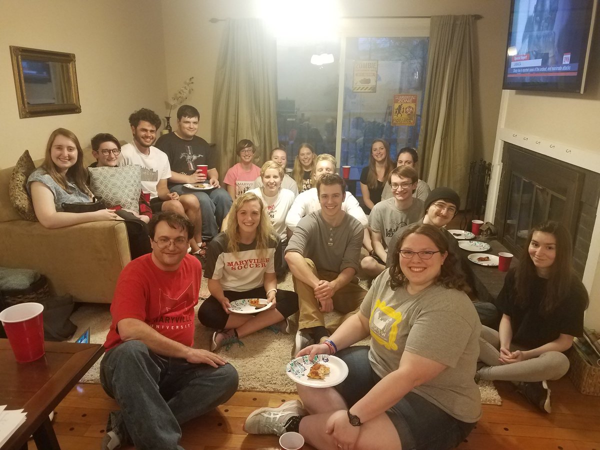KyraKrakos's tweet photo. Zombie Alumni Party! Will they survive?? @MaryvilleU #ZombieProf #WalkingDead #experientiallearning https://t.co/gz5Cyyvkus