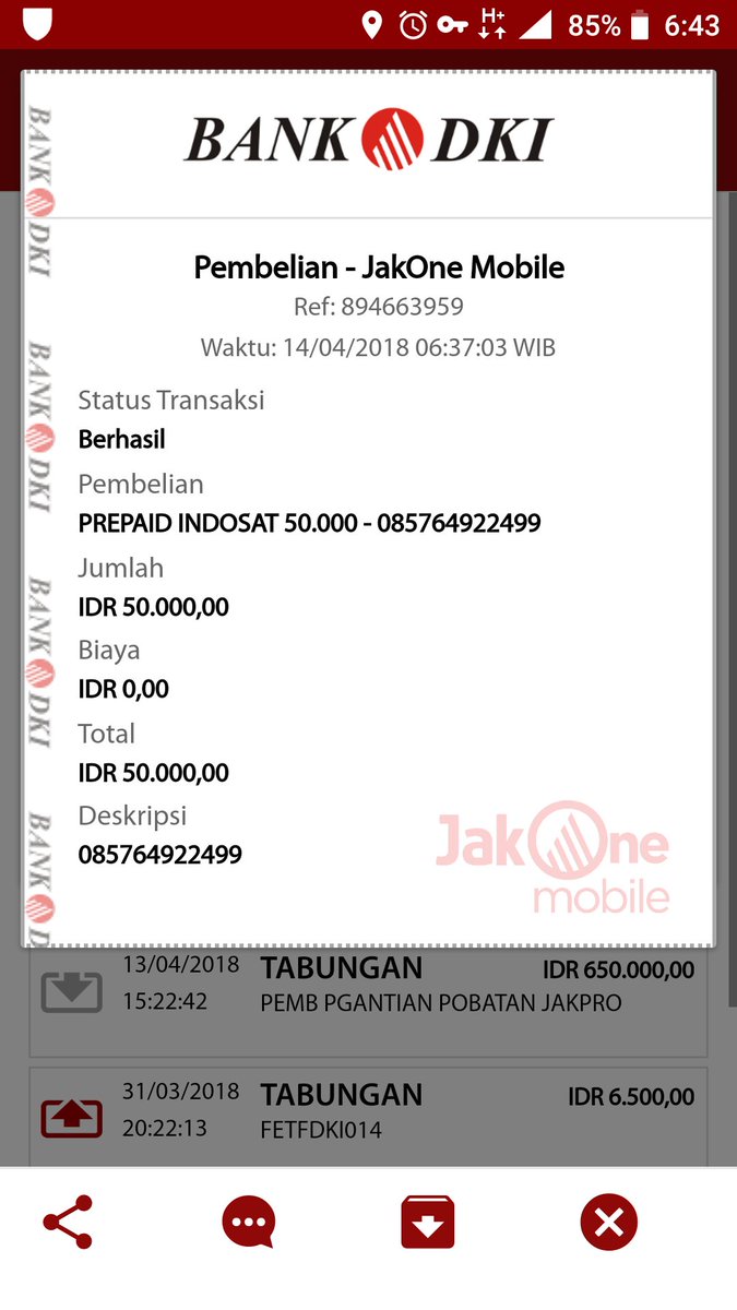 Saya melakukan pembelian pulsa di aplikasi jakone mobile <a href="/bank_dki/">bank_dki</a>, saldo saya sudah berkurang namun pulsa saya tidak bertambah, saya sudah coba DM <a href="/IndosatCare/">Indosat Care</a> tapi gak ada respon. Bad service!