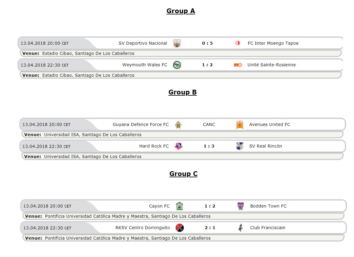 caribbeanfooty's tweet photo. Caribbean Shield Results and Tables after Matchday 1
More:
https://t.co/jbULNCywSH https://t.co/y0m8wYOTU5