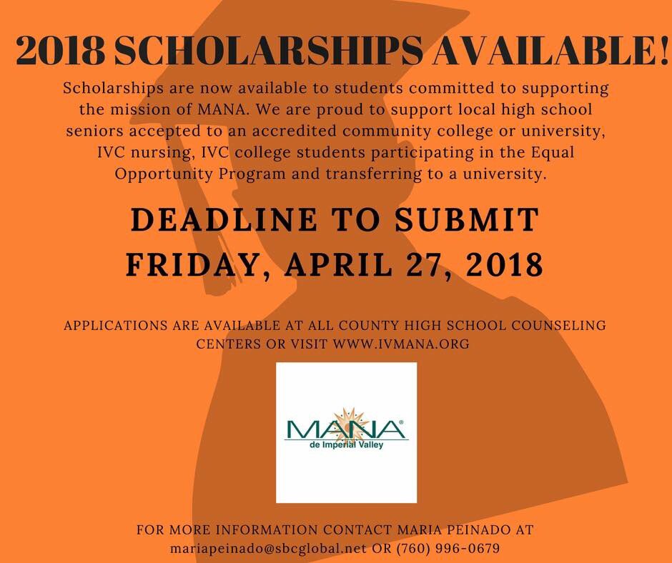 MANAde_IV's tweet photo. We are currently accepting 2018 Scholarship Applications! Deadline to submit is April 27, 2018. Please visit https://t.co/E0vHWNyajC for more information. #IVMANA #Scholarship https://t.co/QFWIZ1cJkD
