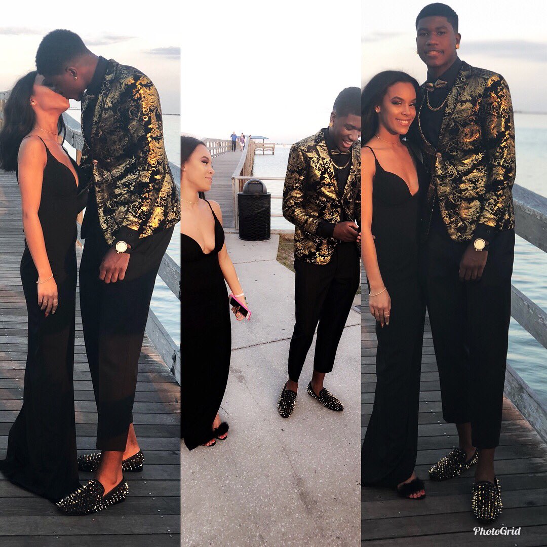 DanggSheTall's tweet photo. My Brother And His Lady Snapped For Prom 😩🖤💛💰 #Prom2018 #PromDrip #CountrysideHighSchool @Cardre_4k @itsskyaraa ✊🏽 https://t.co/ChGn8vspKU