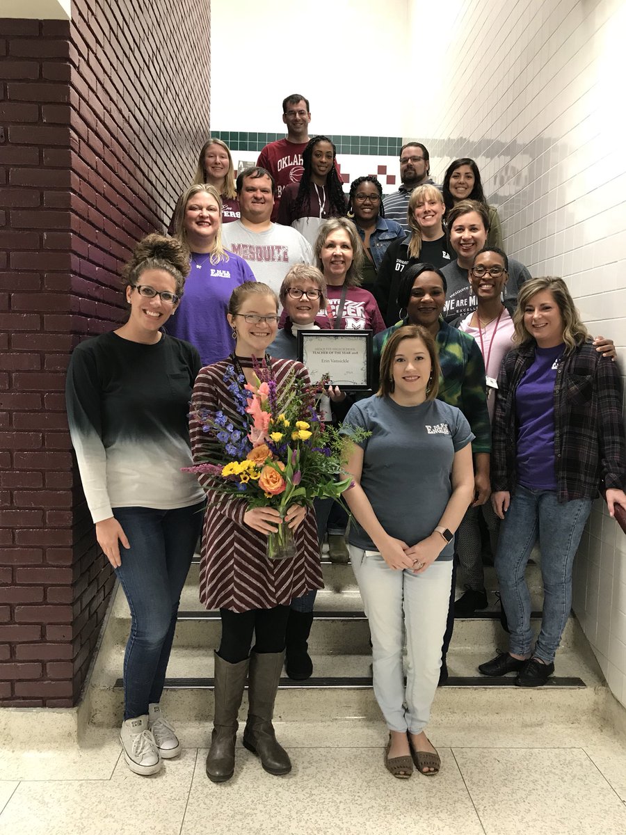 wascomenglish's tweet photo. Congratulations, Erin Vansickle, Mesquite High School Teacher of the Year. #SKEETERNATION  @AreMaroon https://t.co/iCPuP2Faya