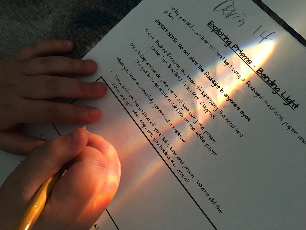 TLC5thgrade's tweet photo. Loved seeing students explore prisms and make rainbows #science #5thgrade #BRES https://t.co/PkVcnOkbeb
