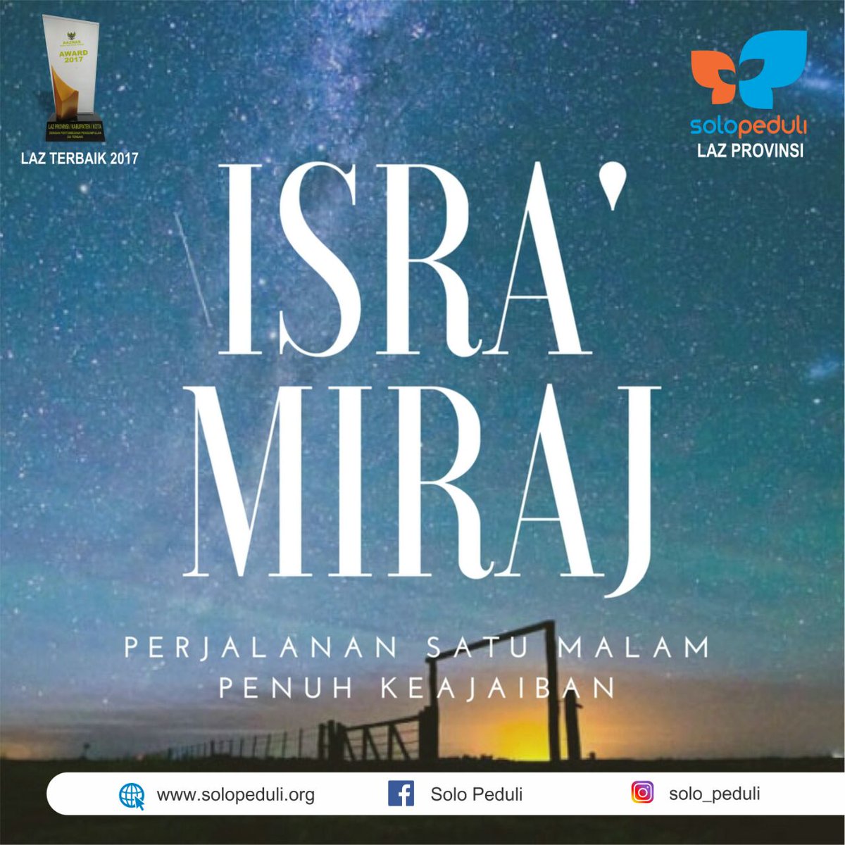 solopeduli's tweet photo. Selamat Memperingati Isra Miraj.
π https://t.co/LoSTKWRkr3
#solo #solohits #solopeduli #peduliadalahsolusi #sabtu #isramiraj #weekend #weekenday #wakaf #islam #islamday #muslim #muslimah #dakwah #santri #santriwati #pesantren #zakat #fidyah #surgadhuafa #cintayatim #qurban https://t.co/3CcYARdkwk