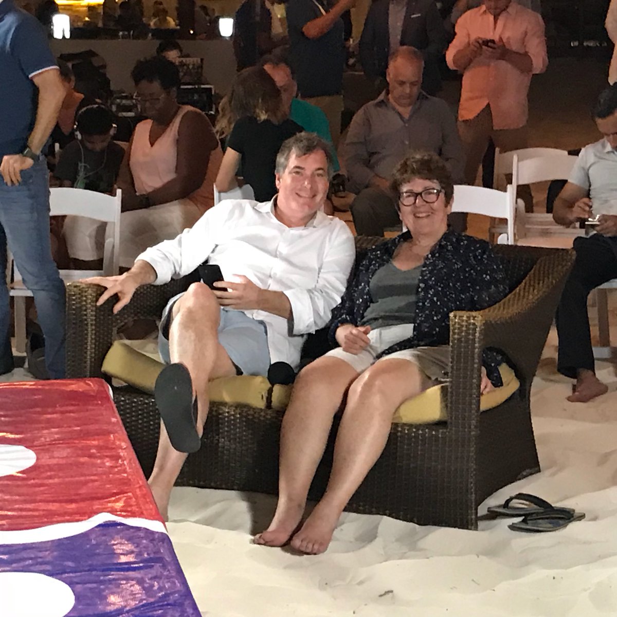 valhallacap's tweet photo. The judges take there seat for the English pitches @Pitchatthebeach @moukheiber @luketkrueger @JanLederman @vaAngelsCEO @YURI_NAV #angelsummitcancun https://t.co/H6G9HnK9Ii