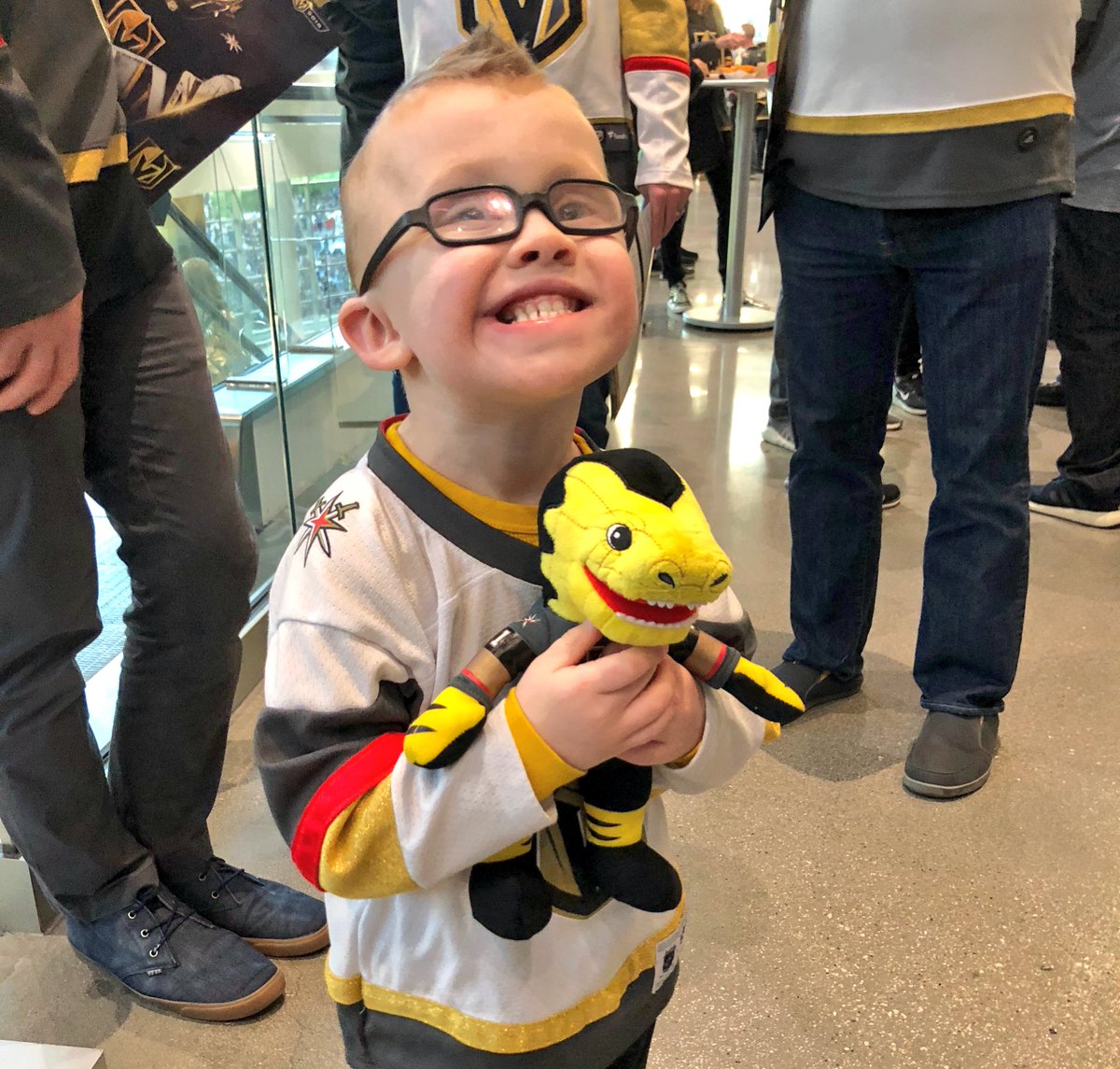 GoldenKnights's tweet photo. CHEESIN with his @ChanceNHL doll 😄 https://t.co/WWHDFZs4TF