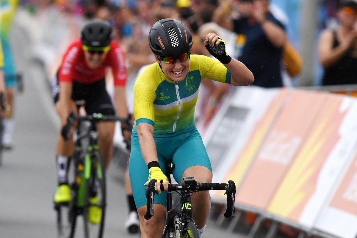 abcsport's tweet photo. Chloe Hosking wins gold in the women's cycling road race #GC2018 (Photo: AAP) https://t.co/hzbLuO2g2i https://t.co/6r9auplypv