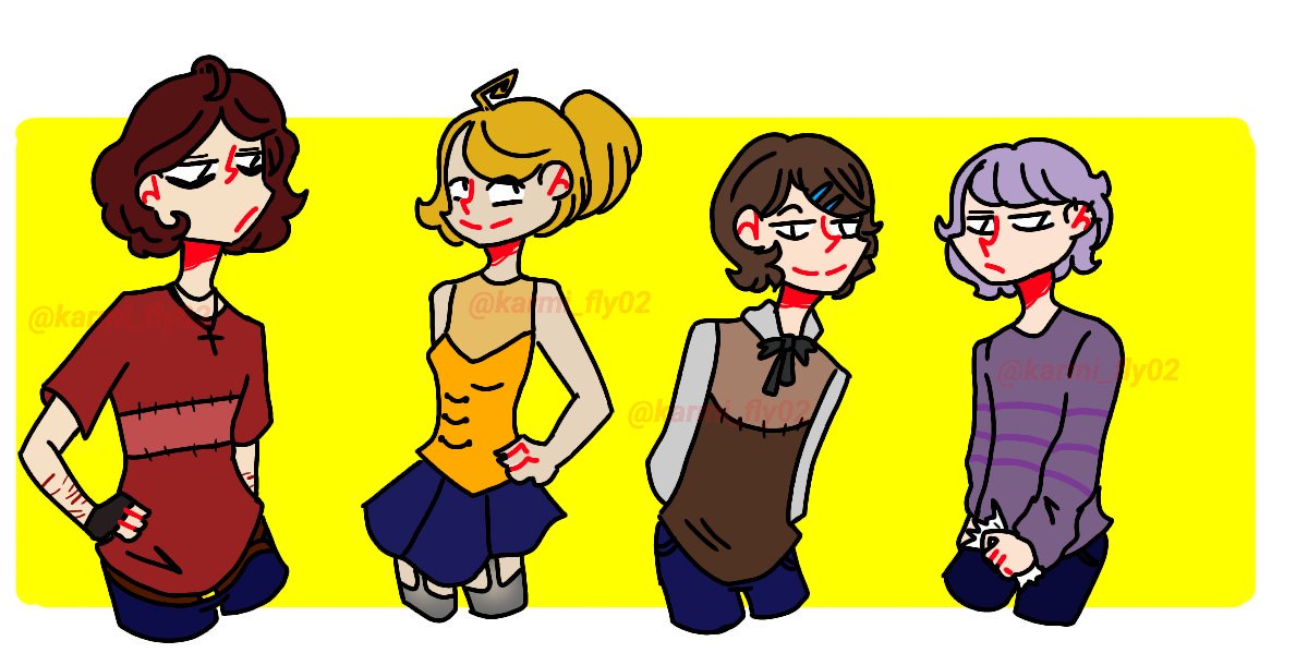 karmi_Fly02's tweet photo. #FNAFHS #FNAFHSOC Fenix, Dottie, Fran, Ben  
(/°_°/) https://t.co/1TAqyjo77d