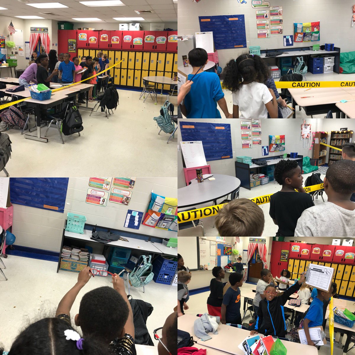 mrs_sknight's tweet photo. We had a Cookie Thief in our class today! The kids loved this “crime scene” activity! Huge thank you to @ChrisGunnelsHES for being our cookie thief and going along with the students interrogating you. Thank you to @wburns_reading for helping set up our crime scene! @HarvestElem https://t.co/LYXFwbfKu9