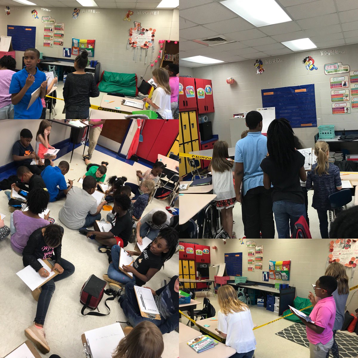 mrs_sknight's tweet photo. We had a Cookie Thief in our class today! The kids loved this “crime scene” activity! Huge thank you to @ChrisGunnelsHES for being our cookie thief and going along with the students interrogating you. Thank you to @wburns_reading for helping set up our crime scene! @HarvestElem https://t.co/LYXFwbfKu9