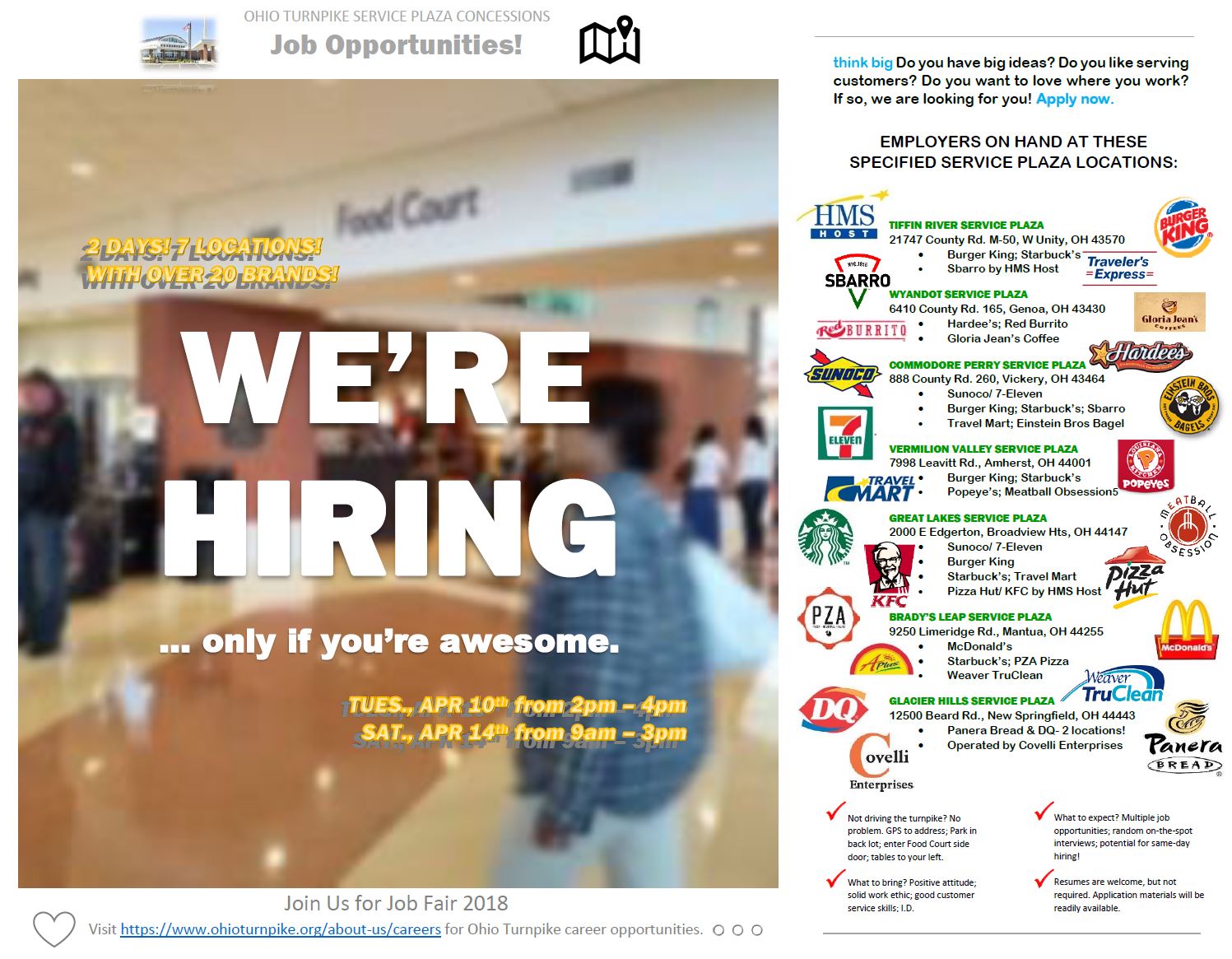 Ohio Turnpike on Twitter "Do you have big ideas? Do you like serving