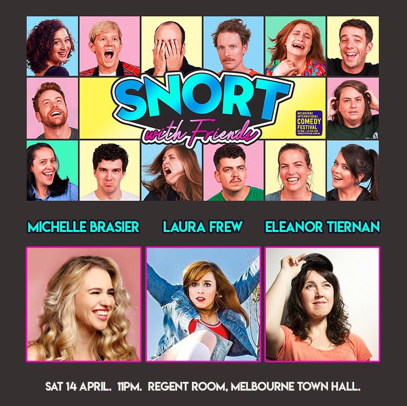 The weather has turned here in Melbourne but Autumn is in fact the best time to perform and consume improvised comedy.

This evening we have the esteemed company of:
<a href="/michellebrasier/">Michelle Brasier</a>
<a href="/lafrew1/">Laura Frew</a>
and <a href="/eleanortiernan/">Eleanor Tiernan</a>

11PM in the Town Hall - get down on it: comedyfestival.com.au/2018/shows/sno…