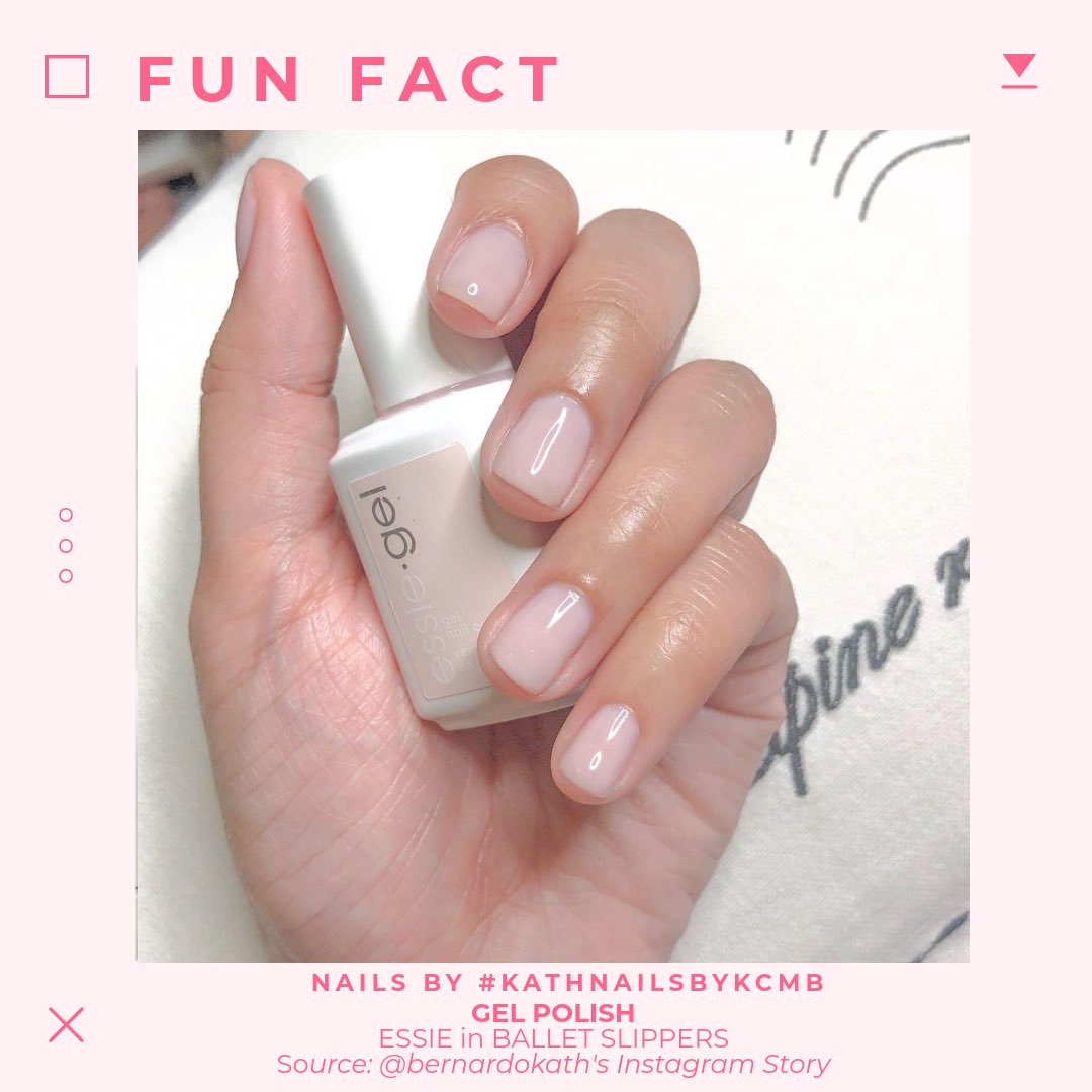 KathNails_KCMB's tweet photo. Did you know that Queen Elizabeth only wears the Essie gel polish in Ballet Slippers since 1989? Apparently, that’s @bernardokath’s nail color as seen in her Instagram story. The #queenection is REAL, folks! 😉 #KathNailsByKCMB https://t.co/eJ6YKMfVQW