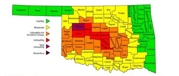 kfor's tweet photo. Oklahoma Department of Environmental Quality issues air quality health advisory https://t.co/nchExiRG76 https://t.co/OAsEsefEBp