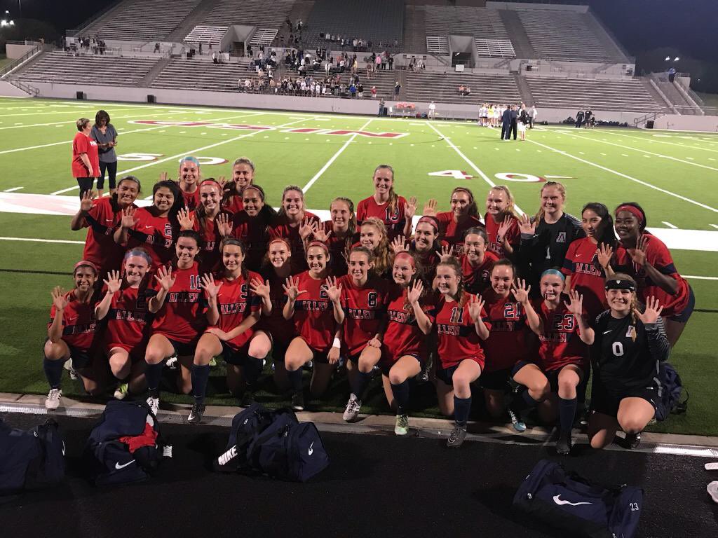 AHSEaglesSoccer's tweet photo. ALLEN!! Your Lady Eagles are moving onto the 6-6A Region 1 Finals tomorrow at noon Northwest ISD stadium!!! BE THERE!!!! #ROADTOSTATE18 #AUP https://t.co/akMVU3kXr8