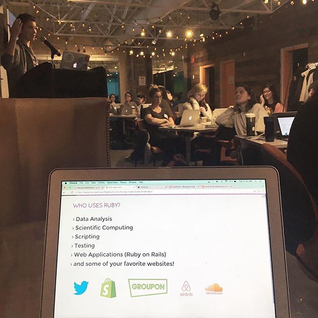 learningcodeyyj's tweet photo. Join us for Ladies Learning Code: Programming with Ruby on April 21!

Ruby 💎 doesn’t use semi-colons, preventing those annoying errors that seem to happen for no reason, and often requires fewer lines of code to accomplish the same things as other la… https://t.co/8GE5exi5iN https://t.co/JwrIQOUaGz