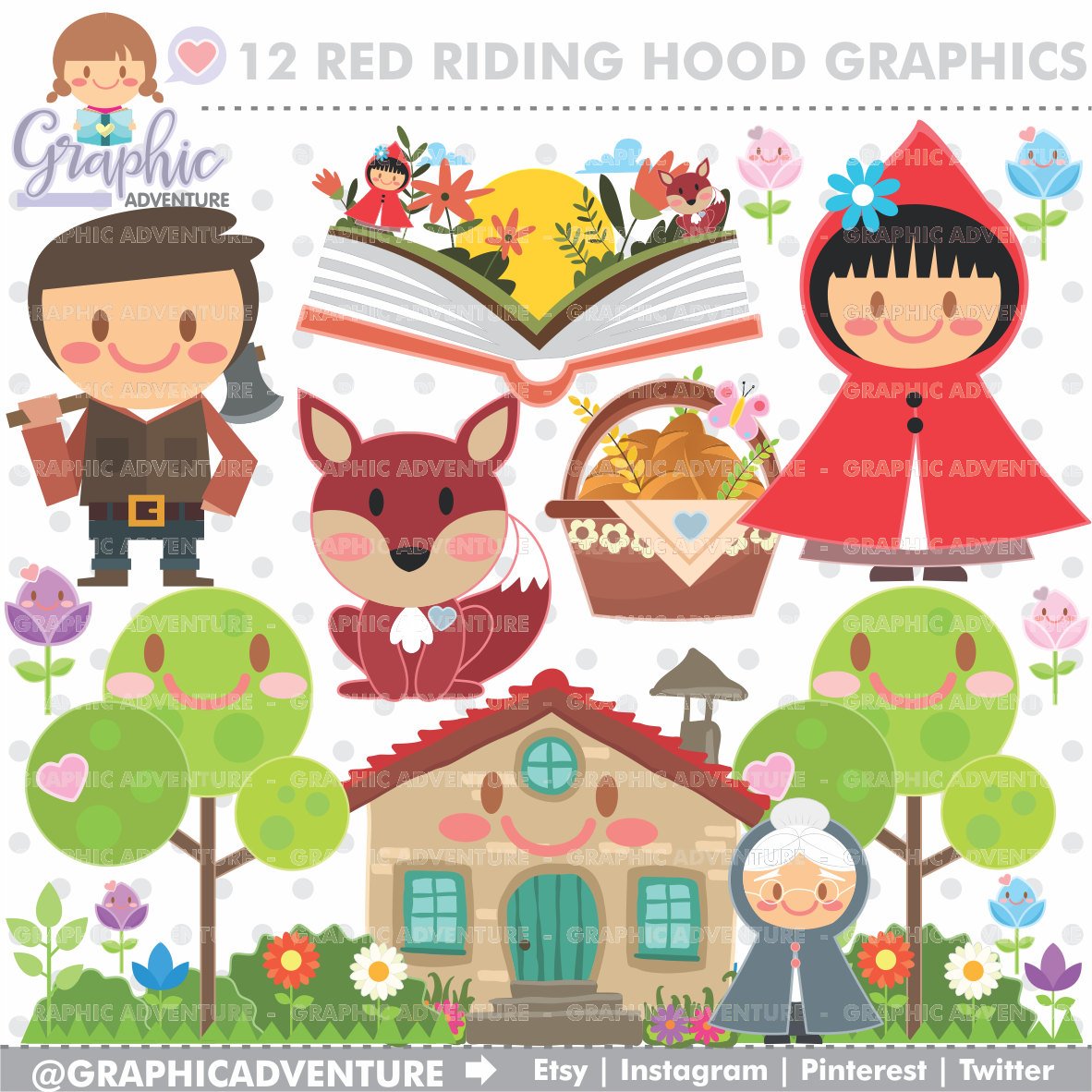 Graphicadventure 75 Off Red Riding Hood Clipart Little Red Riding Hood Graphic Commercial Use Kawaii Clipart Red Riding Hood Party Planner Accessories T Co Bymkacilwa T Co Oinzaghcm8