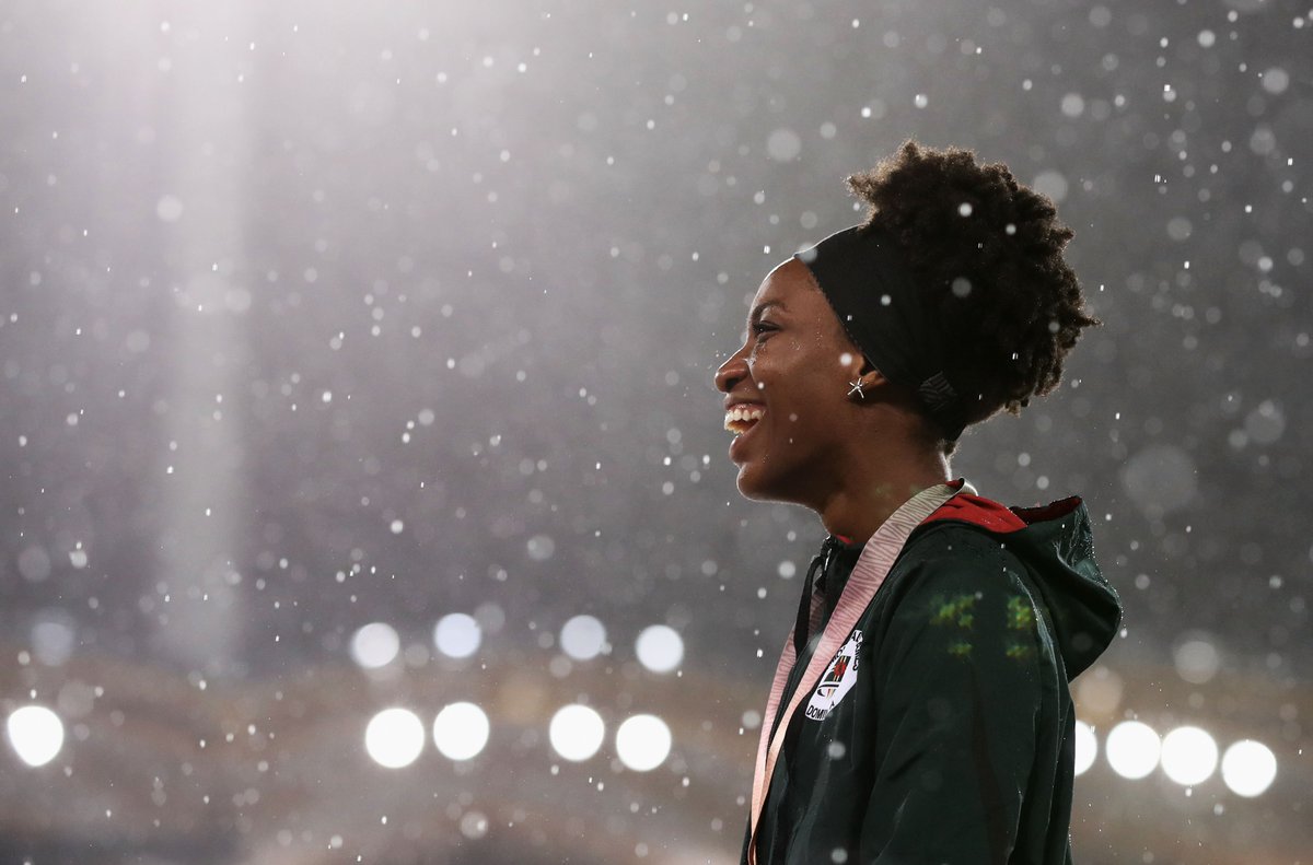 thecgf's tweet photo. Two days to go in this #GamesofFirsts. Every medal counts and the firsts for Vanuatu, Cook Islands, Solomon Islands and Dominica - like Thea Lafond's bronze medal in Triple Jump from Dominica - have created history. https://t.co/iyfAHpFCj8