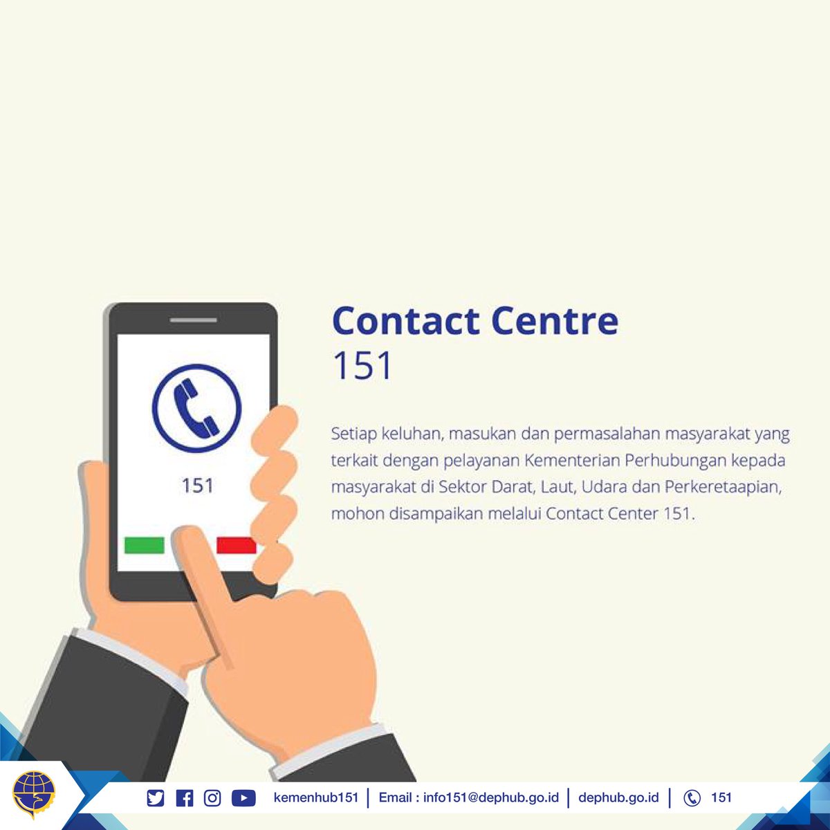 kemenhub151's tweet photo. Hai #KawulaModa ke mana akhir pekanmu? #Minhub mau kasih info jika ada keluhan atau masukan terkait pelayanan Kementerian Perhubungan silahkan menghubungi contact center kami di 151 ya! 😊 https://t.co/iOGeW9hQM4