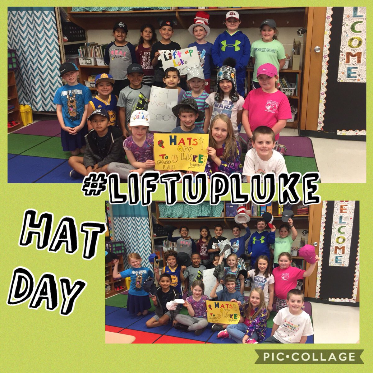 riverbendes's tweet photo. Wearing our hats today for a worthy cause! Our Hornets #liftupLuke and #choosehope as he goes through his treatments. #riverbendcares @Hall_Schools https://t.co/XTY7rfKjKn