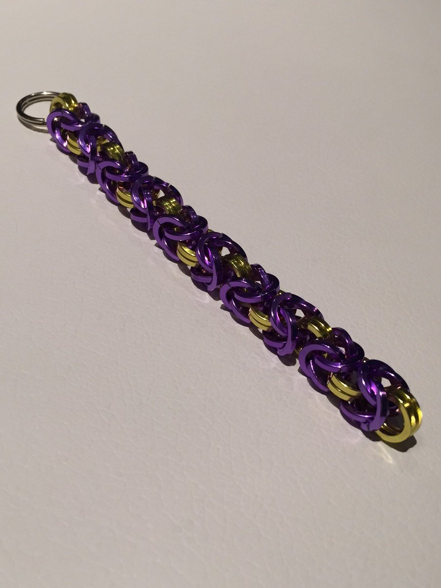 randomjewelry's tweet photo. Laurier Goldenhawks Chainmaille Keychain | Purple and Yellow Chainmaille Keychain https://t.co/8u2pThEvSU #Etsy #shoplocal #handmade #RandomJewelry #ChainmailleKeychain https://t.co/eL9oyCIAdc