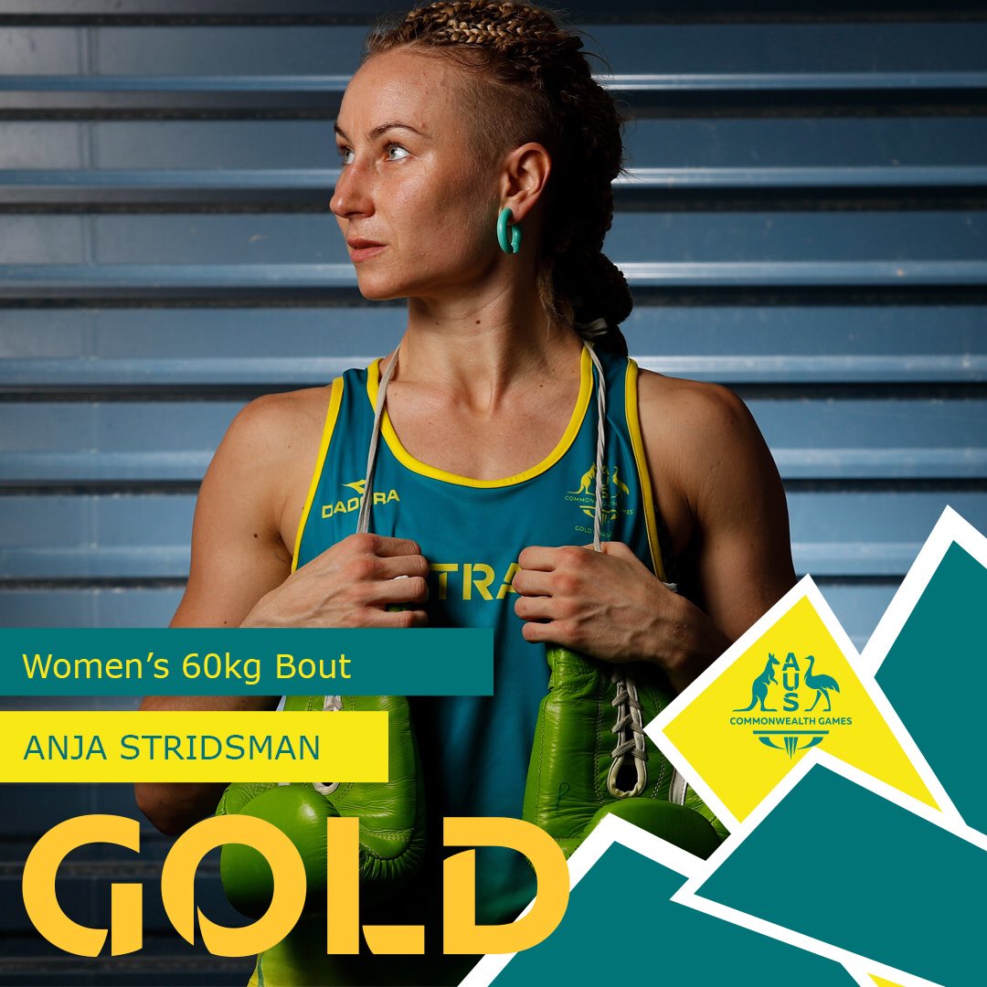 CommGamesAUS's tweet photo. Less than 6 months ago Anja Stridsman ruptured her ACL. Today, she won #GC2018 boxing gold.

Outstanding!

#TeamAUS https://t.co/wFuM5bj6PS