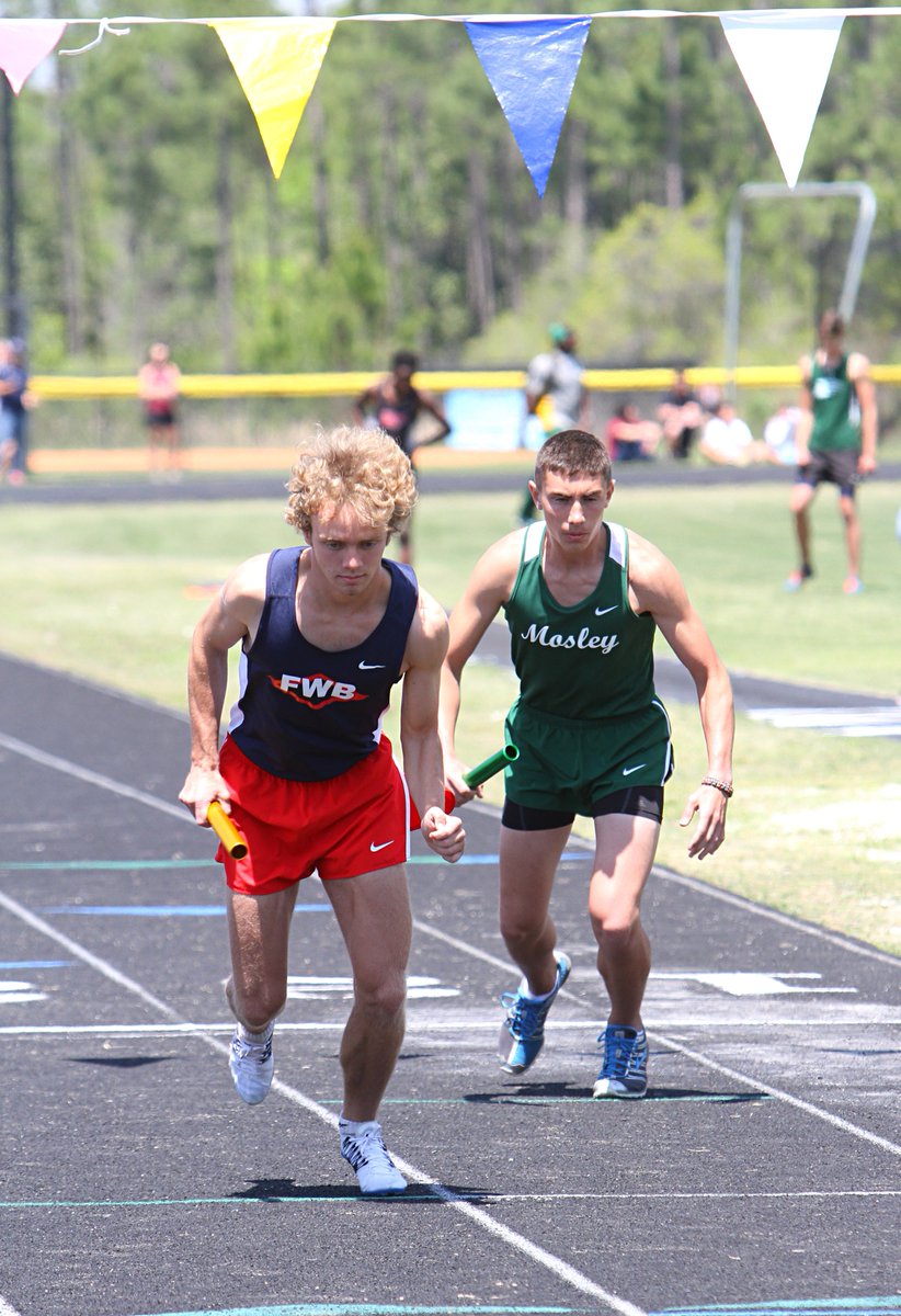 MosleyTrack's tweet photo. Teamwork equals a ticket to the 3A Region 1 Championship for Dolphins 4 x 800 relay squad. Congratulations Rowan, Marc, Ivan, and Kaden on a strong 3rd place.  @Xjonekj123  🥉🐬#FinFast https://t.co/D9JizczmgD