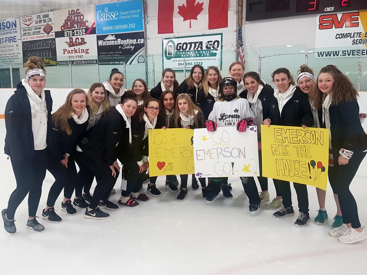 LoretteRingette's tweet photo. @LoretteRingette 3 on 3 Tournament welcomes U16AA AB Sting @ringettealberta as they take time to cheer on thier @MBRingette  #ringette #Nationals Ambassador Emerson and her U10 Macdonald Wildfire team-mates @ringettecanada @ringetteworld #3on3ringette https://t.co/xEdj3clqov